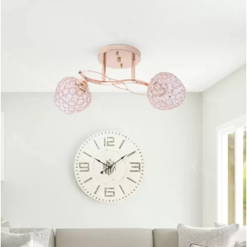 Lustra Adina, 2*E27, Auriu, Metal si Cristal