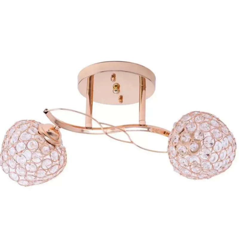 Lustra Adina, 2*E27, Auriu, Metal si Cristal