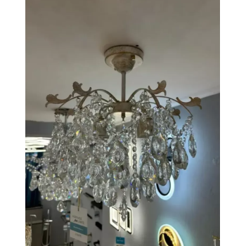 Candelabru Cristal Anastasis, 4*E27, Alb, Metal si Cristal