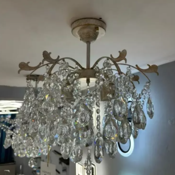 Candelabru Cristal Anastasis, 4*E27, Alb, Metal si Cristal