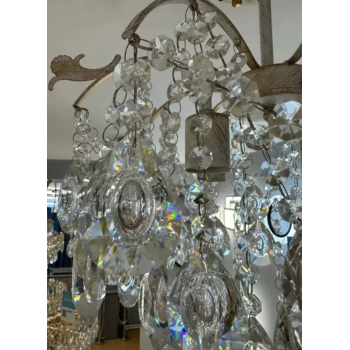 Candelabru Cristal Anastasis, 4*E27, Alb, Metal si Cristal