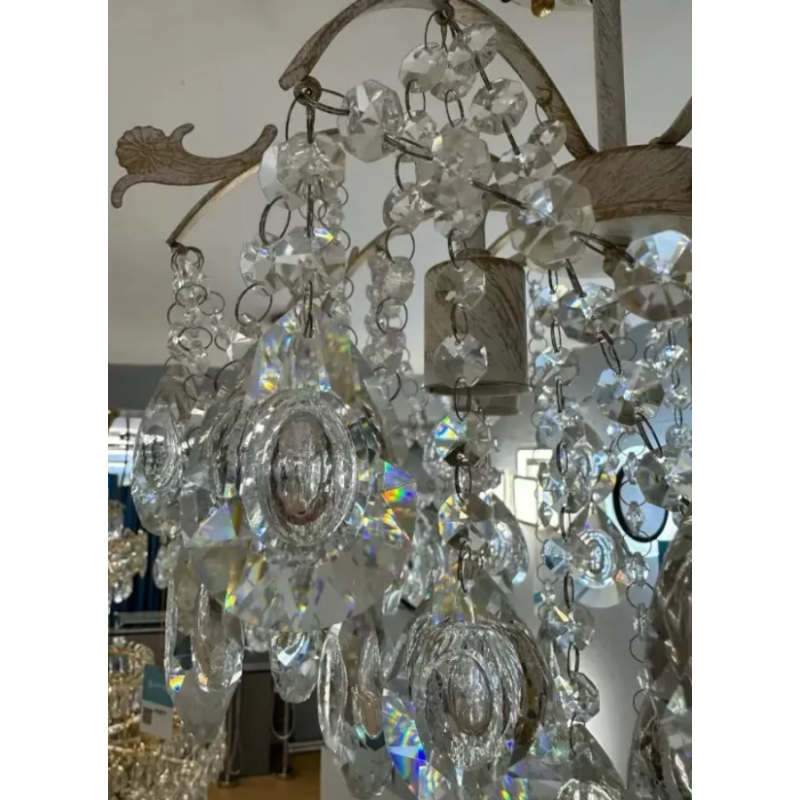 Candelabru Cristal Anastasis, 4*E27, Alb, Metal si Cristal
