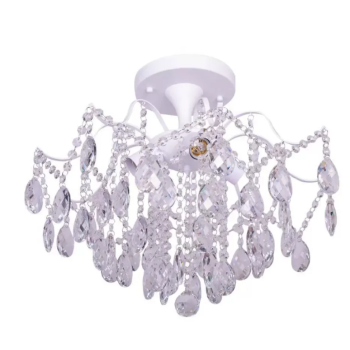 Candelabru Cristal Chance, 4*E27, Alb, Diametru 50cm Metal si Cristal