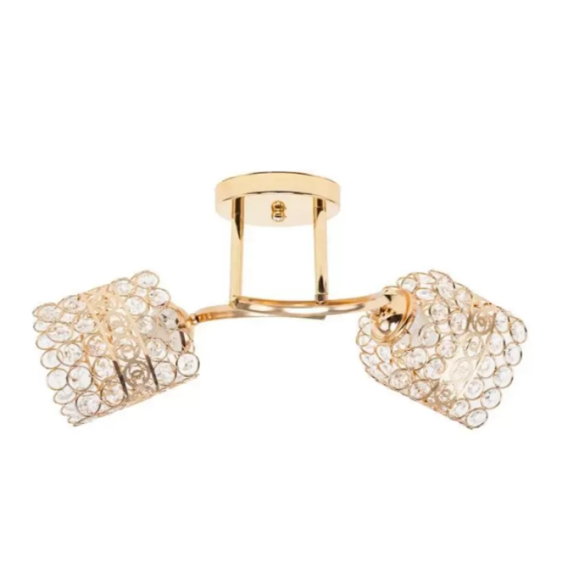 Lustra Catrina, 2*E27, Metal si Cristal, Auriu