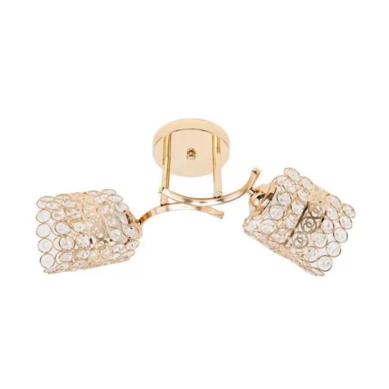 Lustra Catrina, 2*E27, Metal si Cristal, Auriu