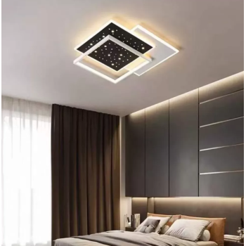 Lustra LED cu Telecomanda Evea 184W Dimabila Alb Negru