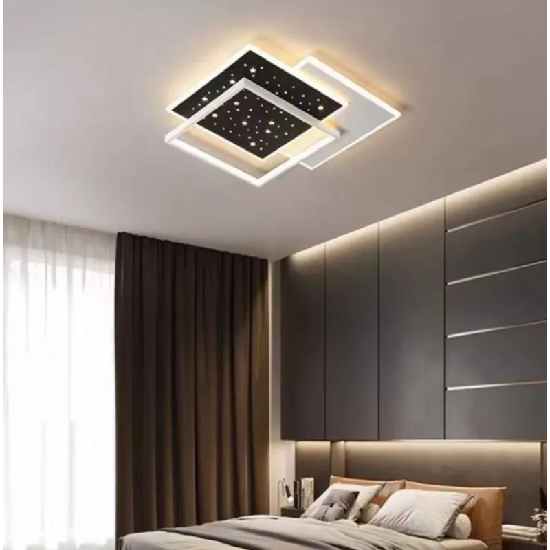 Lustra LED cu Telecomanda Evea 184W Dimabila Alb Negru