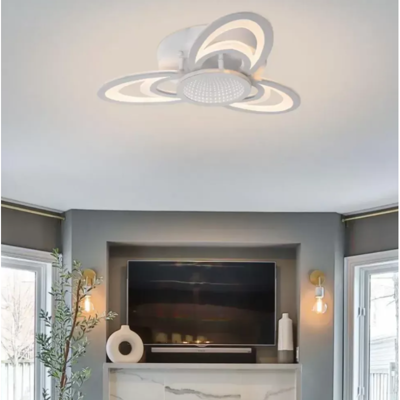 Lustra LED 3D cu Telecomanda Koa 120W Dimabila Alb