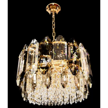 Candelabru Cristal Kyree, 3*E27, Diametru 30cm, Auriu, Cristal si Metal