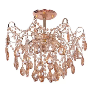 Candelabru Levi, 4*E27, Cristal si Metal, Auriu