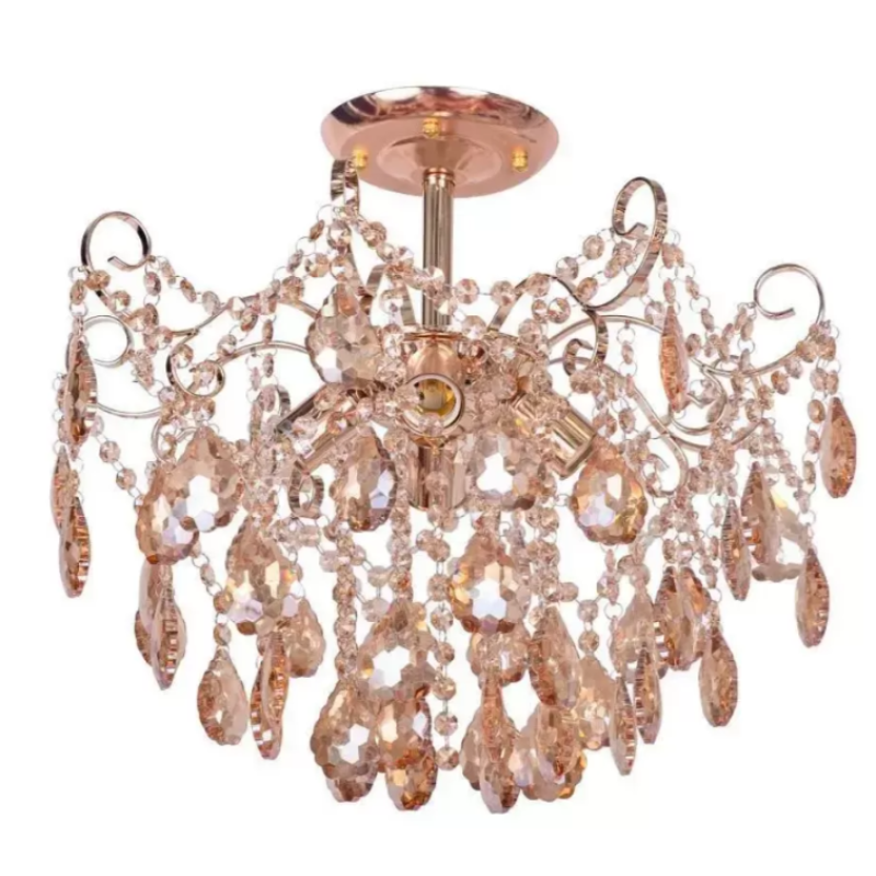 Candelabru Levi, 4*E27, Cristal si Metal, Auriu