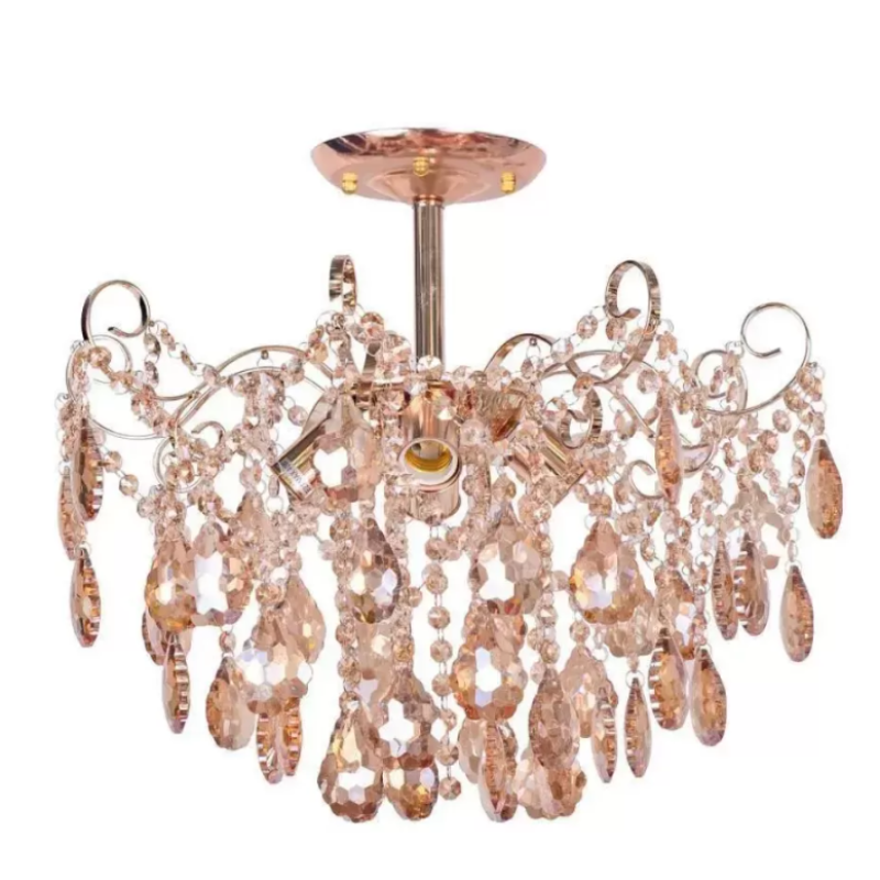 Candelabru Levi, 4*E27, Cristal si Metal, Auriu