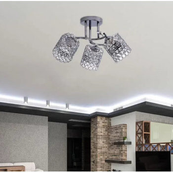 Lustra Maribela, 3*E27, Crom, Metal si Cristal