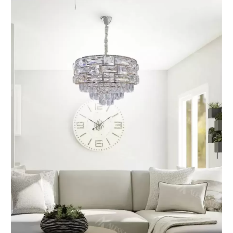 Candelabru Cristal Maximilian 5x E27 Diametru 40cm Diametru 40cm Argintiu