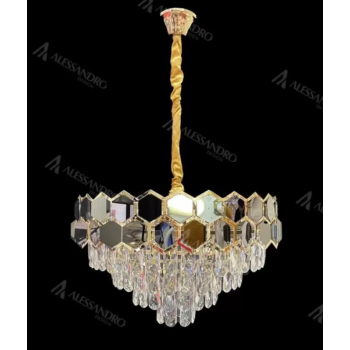 Candelabru Cristal Mehdi 8x E27 Auriu Negru