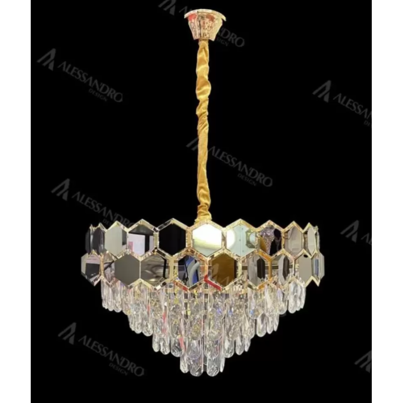 Candelabru Cristal Mehdi 8x E27 Auriu Negru