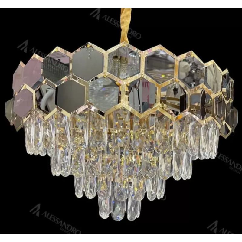 Candelabru Cristal Mehdi 8x E27 Auriu Negru