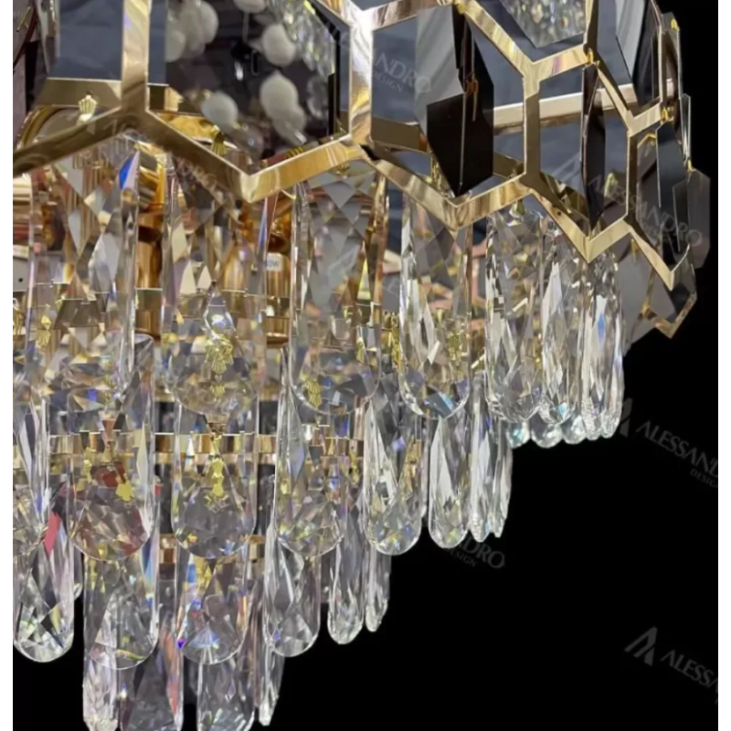 Candelabru Cristal Mehdi 8x E27 Auriu Negru