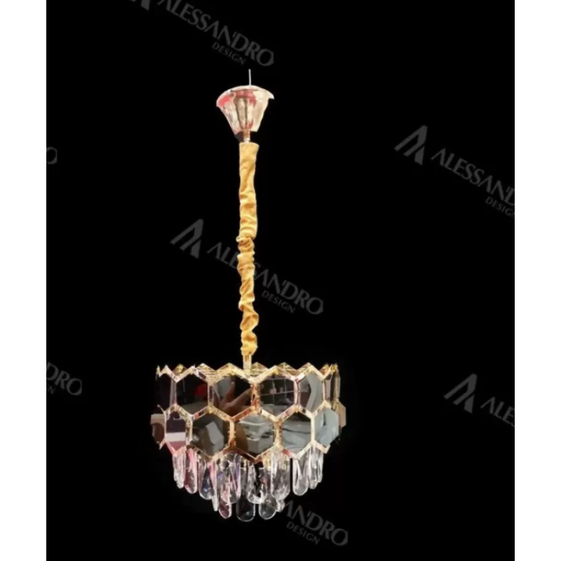 Candelabru Cristal Milan 3x E27 Auriu Negru