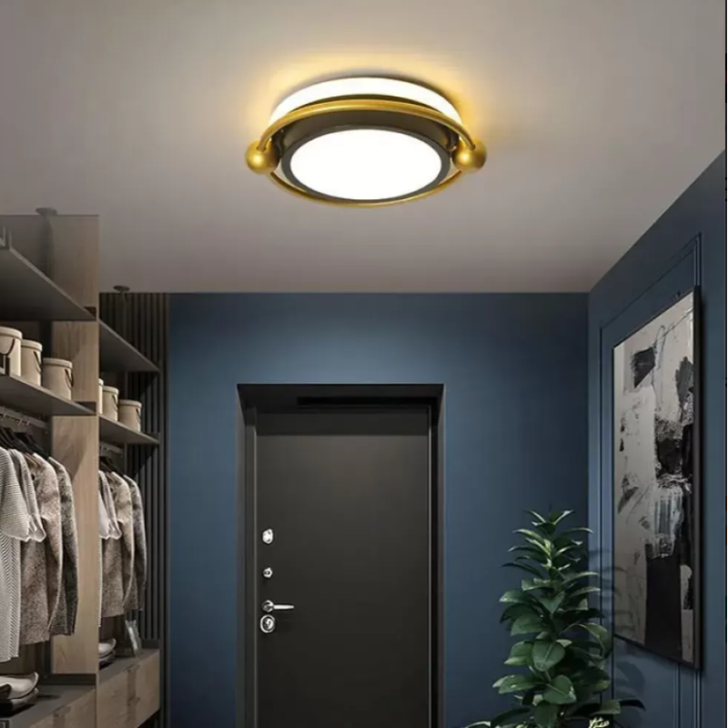 Lustra LED Saturn, 12W, 3000K/4000K/6000K, Acril si Metal, Auriu si Negru, IP.20