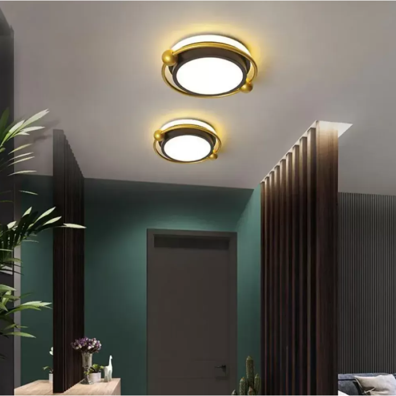 Lustra LED Saturn, 12W, 3000K/4000K/6000K, Acril si Metal, Auriu si Negru, IP.20