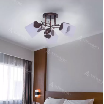 Lustra Spence, 3*E27, Maro si Alb, Metal si Sticla