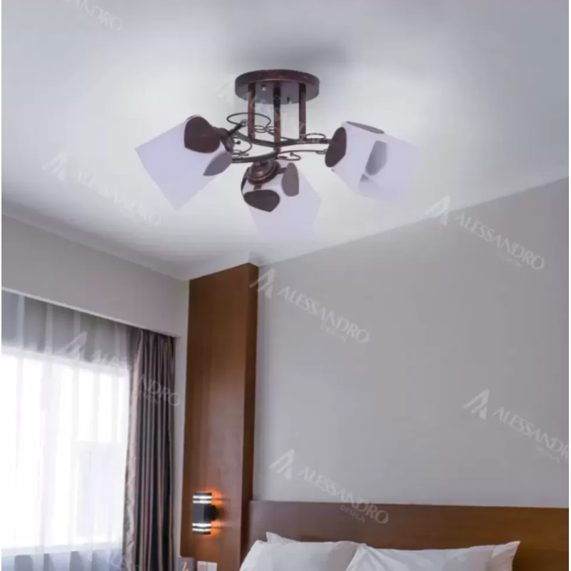 Lustra Spence, 3*E27, Maro si Alb, Metal si Sticla