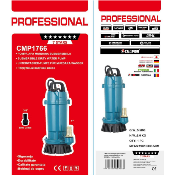 Pompa submersibila apa murdara / curata Campion QDX3-25, 0.75KW, debit 3 m³/h, refulare 25 m, fara plutitor