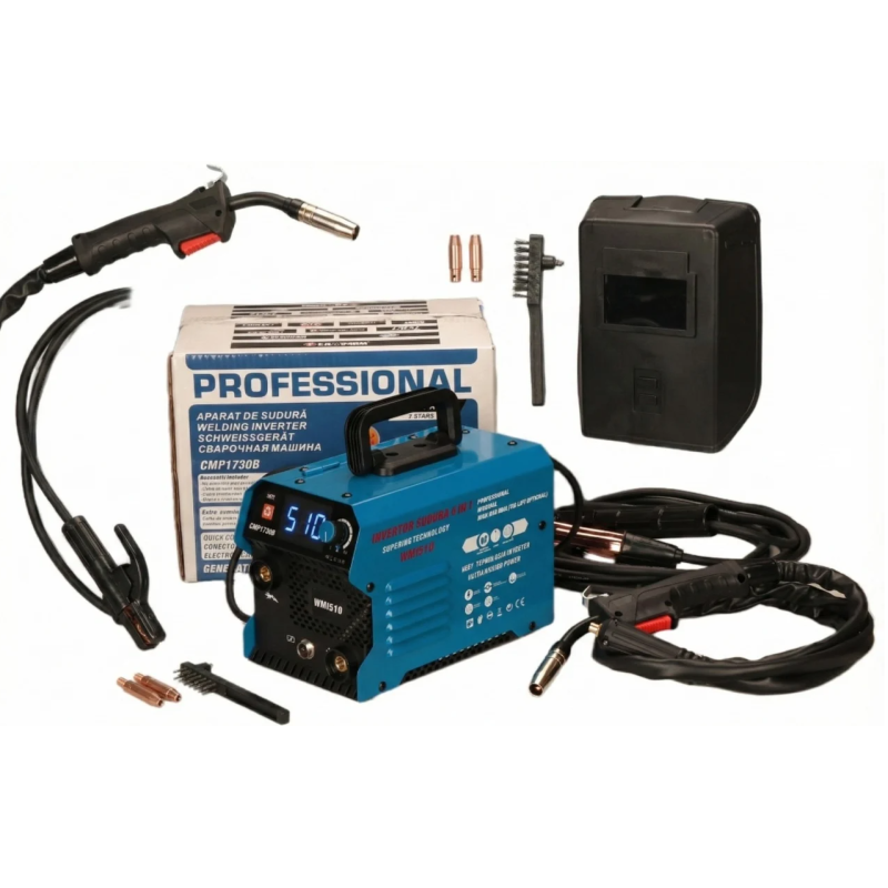 Aparat de sudura tip Invertor cu sarma 510A, MMA/MIG/MAG (TIG optional) CABLU SUDURA 3M, afisaj digital, ventilat, URAL MASH IGBT TEHNOLOGY ULTRA HYBRID POWER, CMP1730B