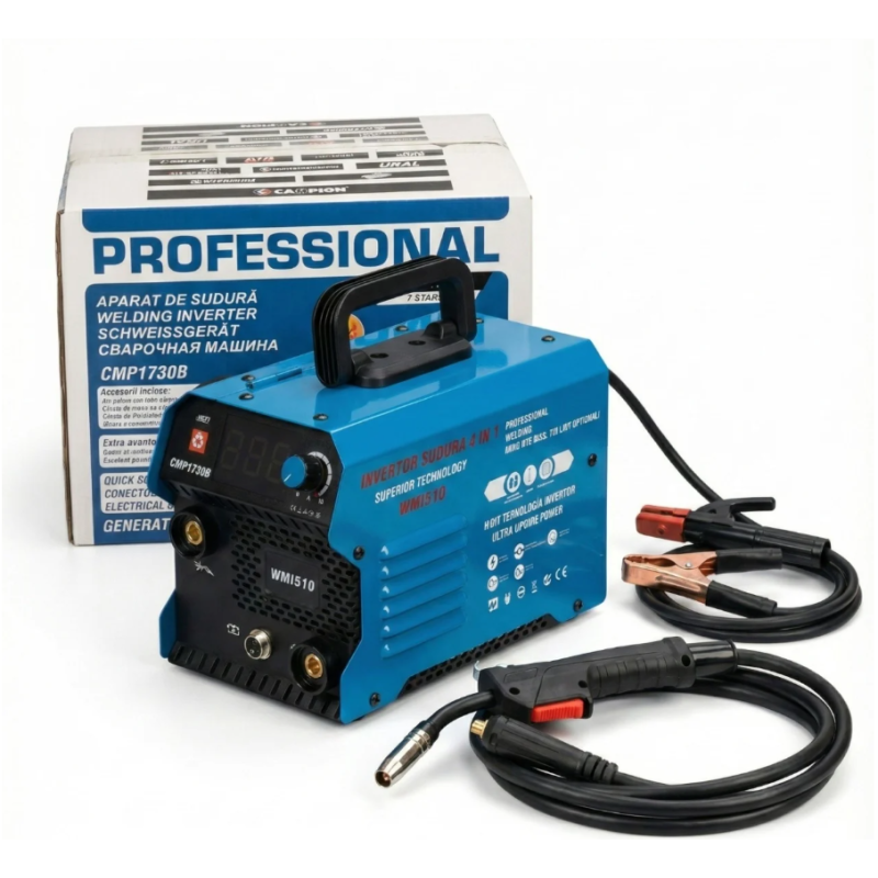 Aparat de sudura tip Invertor cu sarma 510A, MMA/MIG/MAG (TIG optional) CABLU SUDURA 3M, afisaj digital, ventilat, URAL MASH IGBT TEHNOLOGY ULTRA HYBRID POWER, CMP1730B