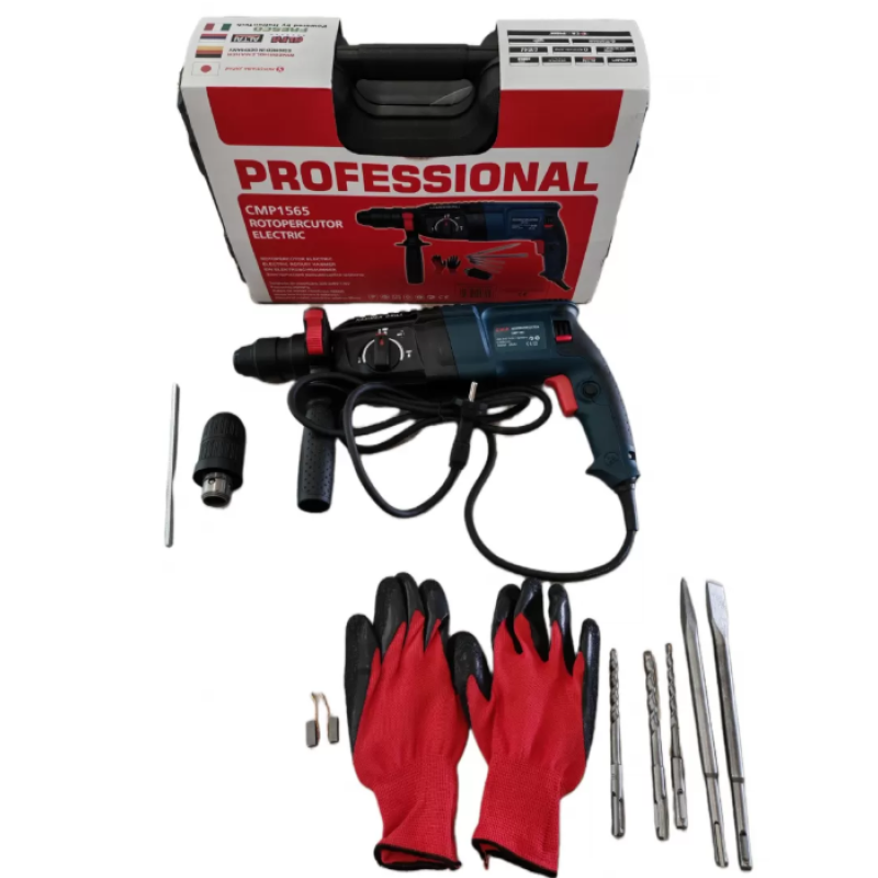 Bormasina Ciocan rotopercutor 3000W CU PERCUTIE, trusa, mandrina automata, 3J, 1200RPM, CAMPION PROFFESIONAL CMP1565