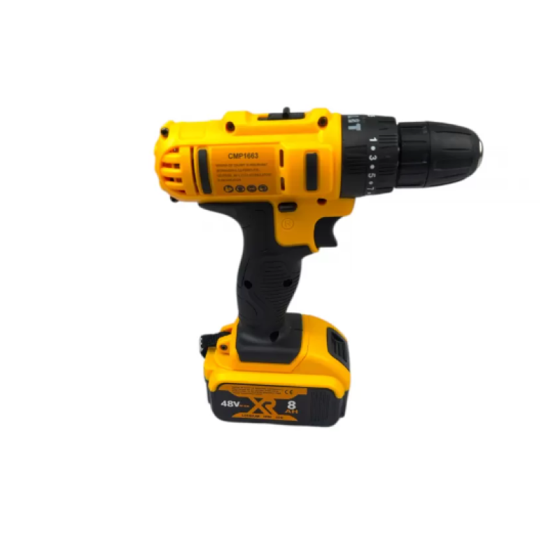 Masina de gaurit si insurubat (Bormasina) cu percutie, Campion 1663, 2 acumulatori 48V, 120 accesorii