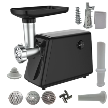 Masina de tocat carne 4 in 1 Ural Campion, 7 stele , 3500W, 3 site incluse, accesoriu rosii, carnati, chitele kebe, Neagra