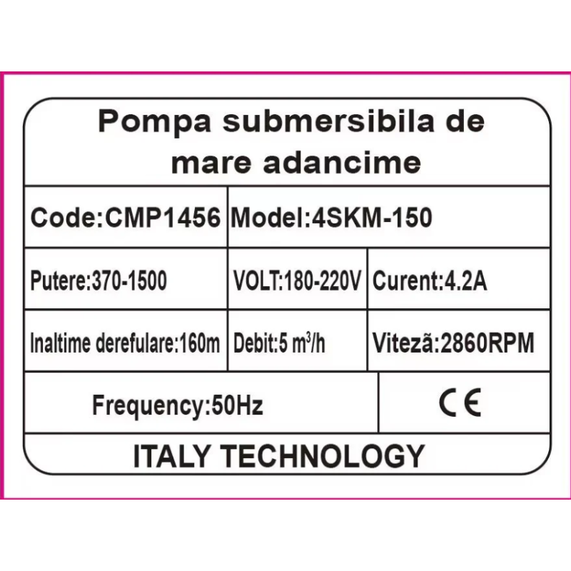 Pompa APA Submersibila 1500w, 20m cablu, 5000l/h, 4SKM-150 cu Panou Control CMP1456