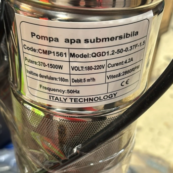 Pompa apa submersibila 1500w, cablu 20m, 4QGB cu snec, 5 m³/h, 160m inaltime, cu plutitor Campion CMP1561