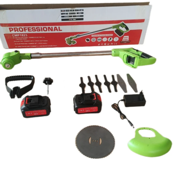 Motocoasa Electrica Motoyama, 1500W cu 2 Acumulatori 48V, Roti Detasabile si 3 Unghiuri de Taiere – Accesorii Incluse, Design Rezistent din ABS si Metal, Verde