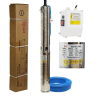 Pachet  Pompa submersibilă de adâncime DDT 4SP5/12 – 1.8 kW, 2.5 CP,8 m³/h, 90 m inaltimea de refulare , 12 turbine inox cu panou de control, rezistenta la nisip + Presostat electronic inteligent