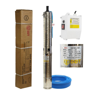 Pachet  Pompa submersibilă de adâncime DDT 4SP5/12 – 1.8 kW, 2.5 CP,8 m³/h, 90 m inaltimea de refulare , 12 turbine inox cu panou de control, rezistenta la nisip + Presostat electronic inteligent