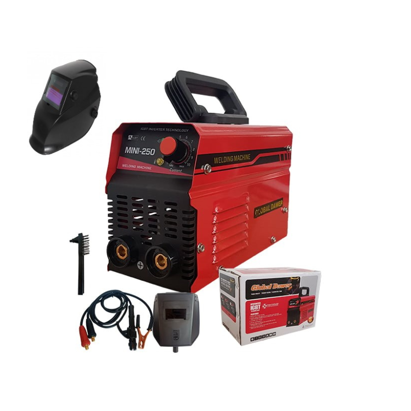 Pachet  Aparat de Sudura tip Invertor, Global Dawer, Mini 250, 250 A + Masca Sudura Automata cu Reglaj si Cristale