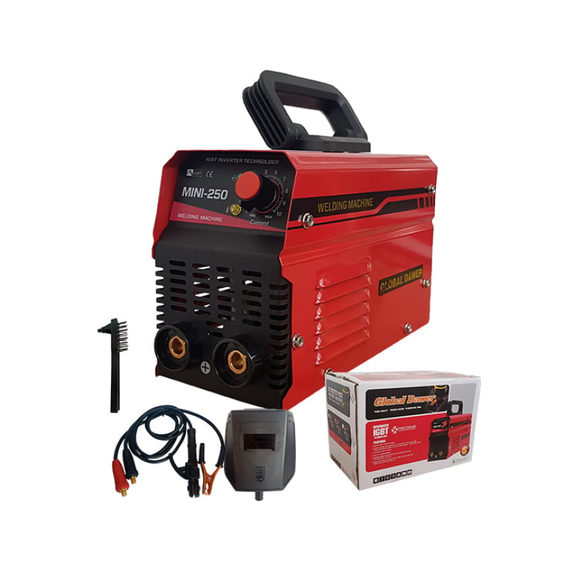 Pachet  Aparat de Sudura tip Invertor, Global Dawer, Mini 250, 250 A + Masca Sudura Automata cu Reglaj si Cristale