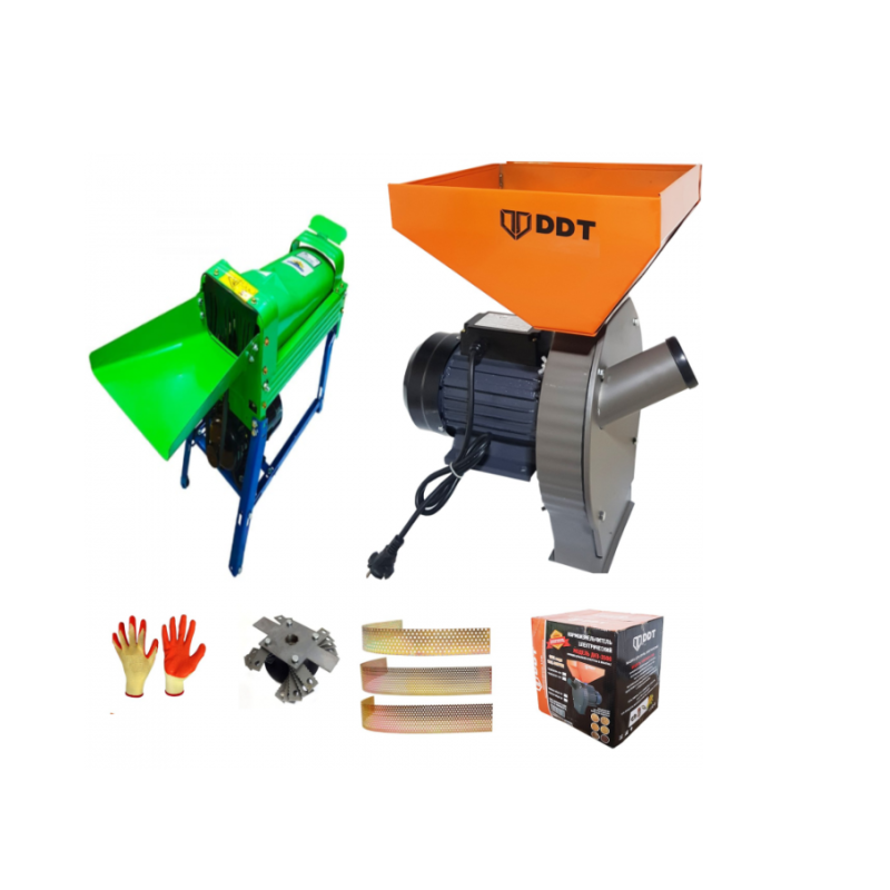 Pachet  Moara cereale, uruiala si stiuleti, 3.5 Kw + Batoza/Masina de porumb electrica pentru curatat porumb, DDT Profi, motor inclus, 1500 W, 800 kg/h