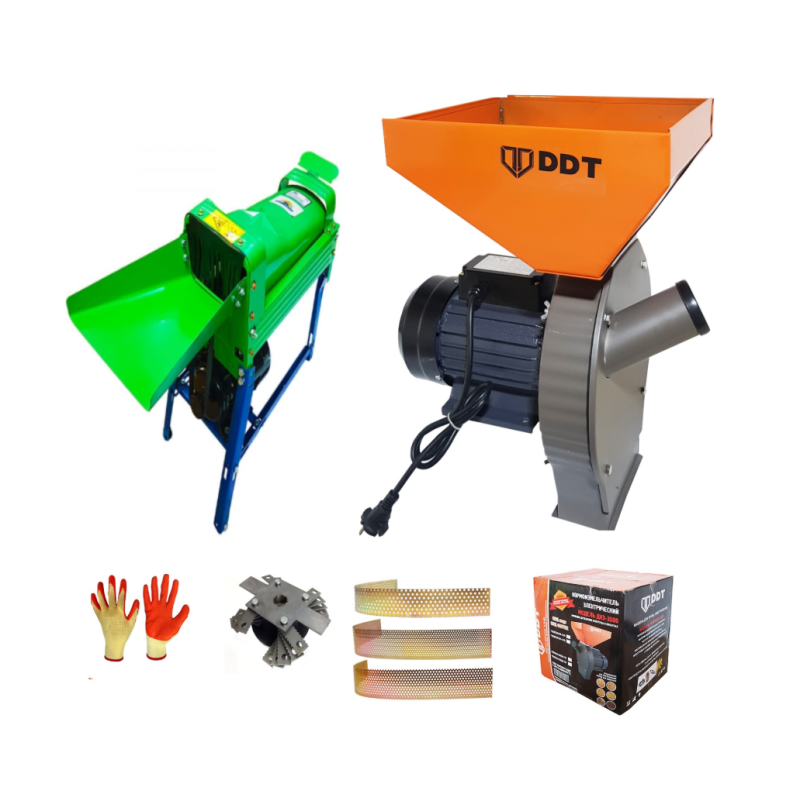 Pachet  Moara cereale, uruiala si stiuleti, 3.5 Kw + Batoza/Masina de porumb electrica pentru curatat porumb, DDT Profi, motor inclus, 1500 W, 800 kg/h