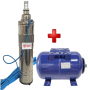 Pachet  Pompa submersibila, DDT, QGD120, Inox complet, suruburi inox, sita protectie, 20 m cablu, 120 m, 3 m³/h + Vas de expansiune , Bazin hidrofor DDT , 24 LT , Membrana inclus