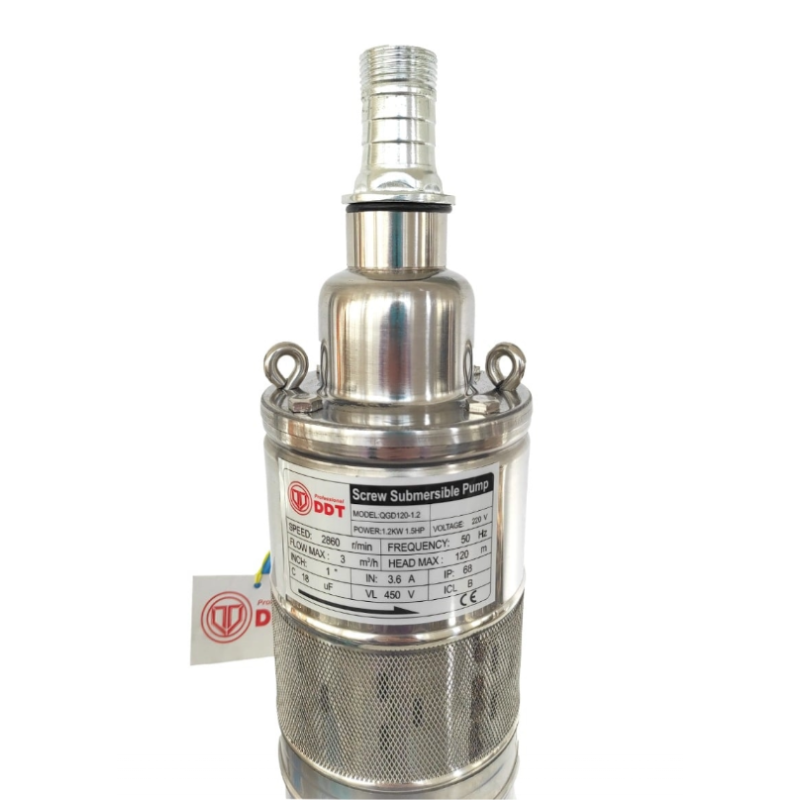 Pachet  Pompa submersibila, DDT, QGD120, Inox complet, suruburi inox, sita protectie, 20 m cablu, 120 m, 3 m³/h + Vas de expansiune , Bazin hidrofor DDT , 24 LT , Membrana inclus