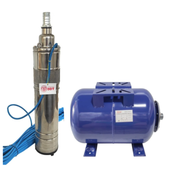 Pachet  Pompa submersibila, DDT, QGD120, Inox complet, suruburi inox, sita protectie, 20 m cablu, 120 m, 3 m³/h + Vas de expansiune , Bazin hidrofor DDT , 50 LT , Membrana inclus