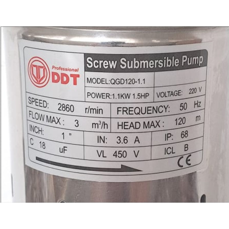 Pachet  Pompa submersibila, DDT, QGD120 , 1.1 kW, Inox, 3 m³/h, 120 + Prescontrol LS6