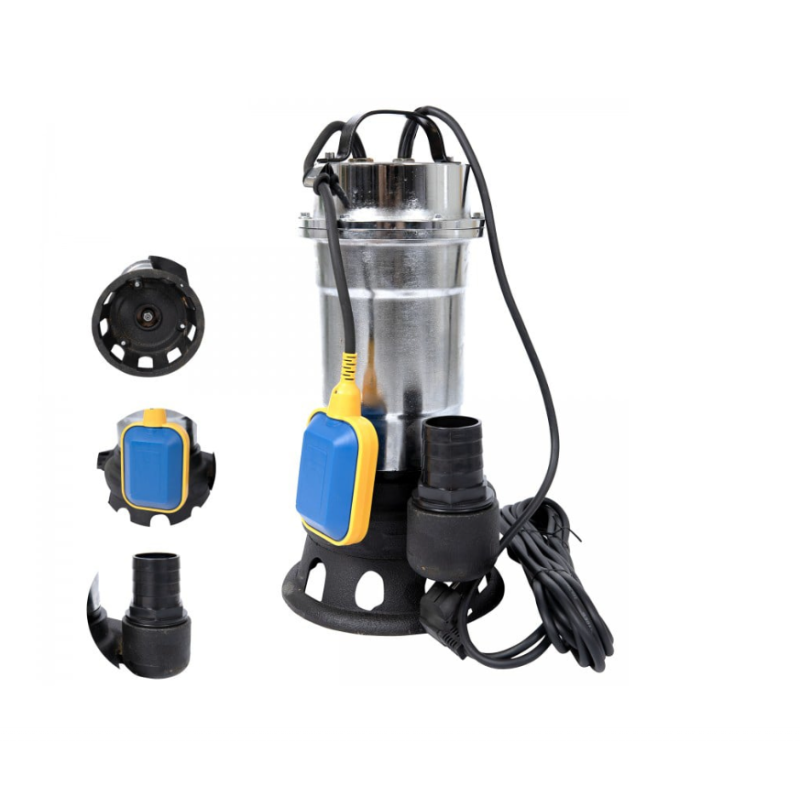 Pachet  Pompa pentru apa murdara cu plutitor fara tocator, DDT, Inox, SWP2550F, 2550 W, 25 mc/h + Furtunul de pompier 2'' 20 m, 8 bari, cu cuple