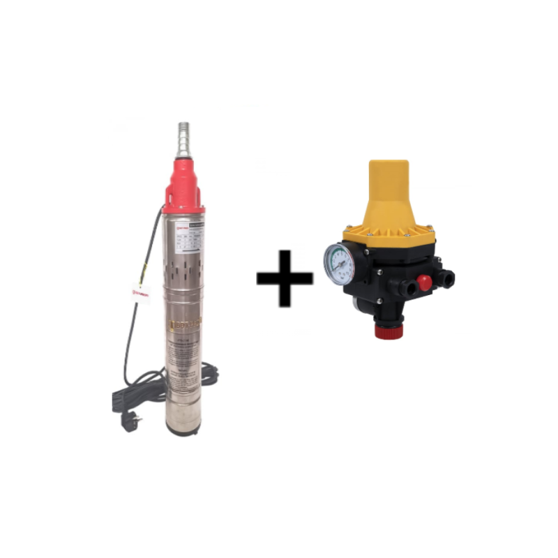 Pachet  Pompa submersibila, Bobinaj 100% cupru, DDT-PROFI, QGD120-1.2 , 1.2 kW, Inox + Fonta, 3 m³/h, 120 m + Prescontrol LS6