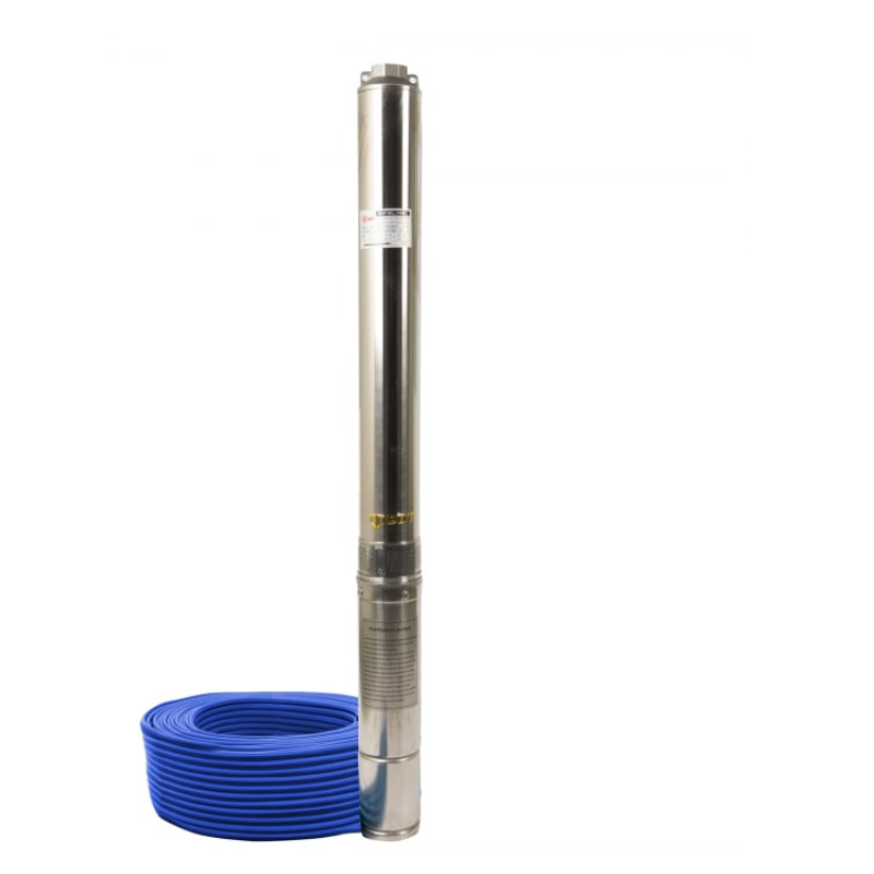 Pachet  Pompa submersibila de mare adancime, DDT, 4SDM3-16, 2200 W, 16 turbine, 10 m³/h Inox, 30 m cablu + Presostat electronic inteligent digital reglabil DDT