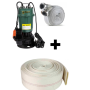 Pachet  Pompa submersibila apa murdara, cu plutitor, fara tocator, DDT, WQD10, 2200 W, 10 m³/h, 8 m + Furtunul de pompier 2'' 20 m, 8 bari, cu cuple + Furtun de pompier 2'' 20 m